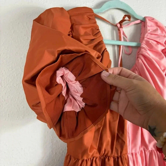 NWT Crosby by Mollie Burch Raines Dress Colorblock Mini Dress Salmon Clay sz xs - Picture 15 of 16